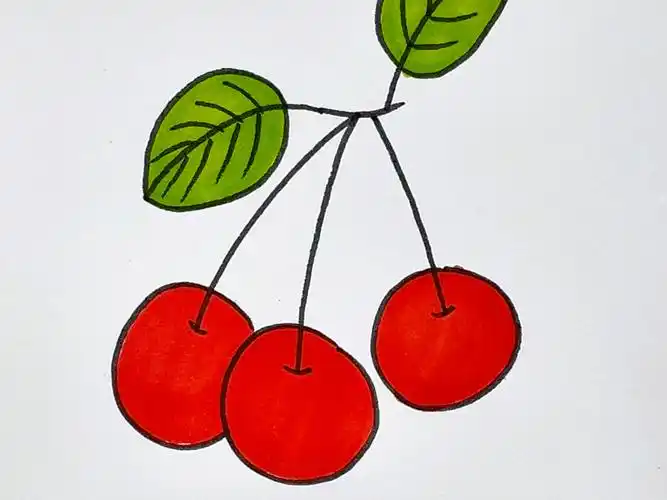 三颗樱桃简笔画教程