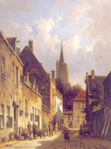 油画荷兰街景图片