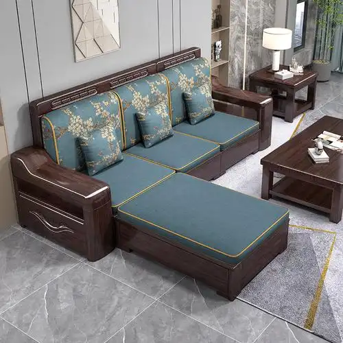 梵宜新中式沙发紫金檀木冬夏两用轻奢高靠背储物客厅组合实木家具沙发