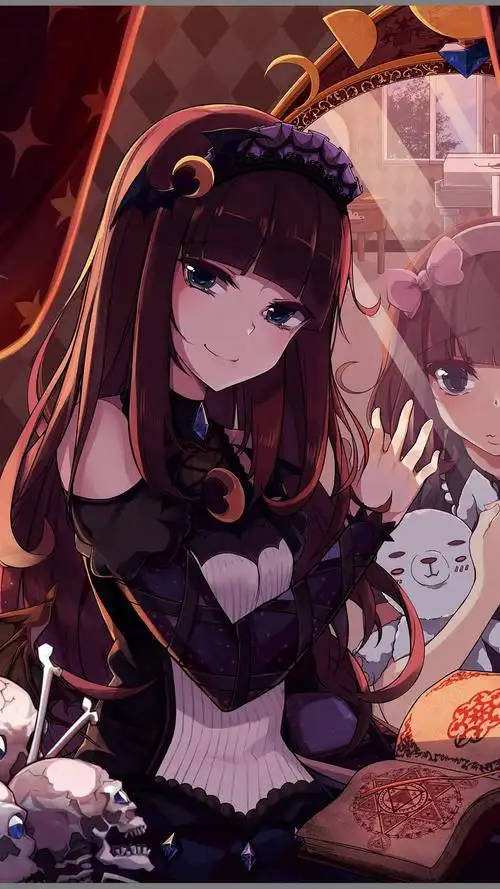 动漫粉发萌妹手机壁纸