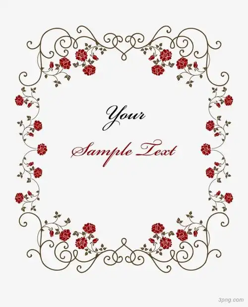 红色玫瑰花花边png素材透明免抠图片动植人物