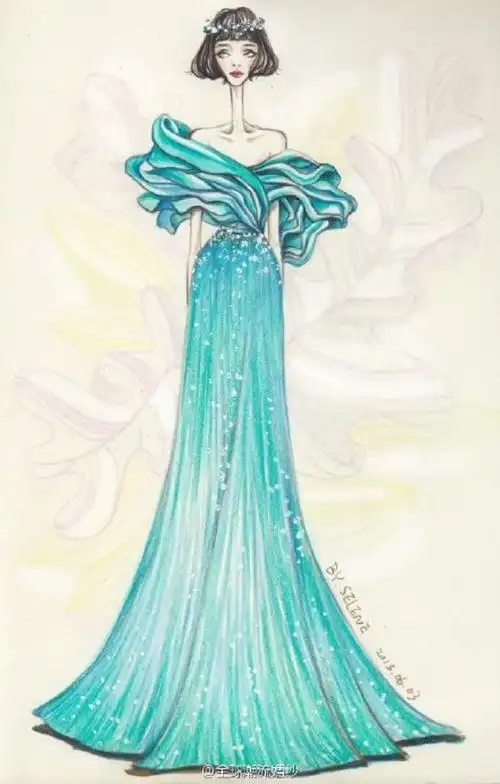 『那些大师们的手绘婚纱礼服服装设计图』@怪兽m