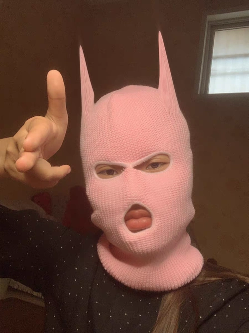 csgo悍匪头套粉色秋冬季男女保暖针织棉帽毛线帽搞怪防风全脸防寒土匪