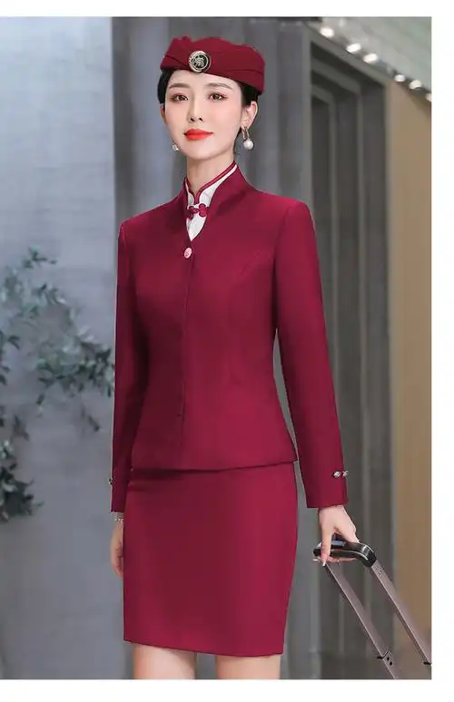 空姐制服职业套装女航空2022春秋马甲气质套裙珠宝酒店前台工作服