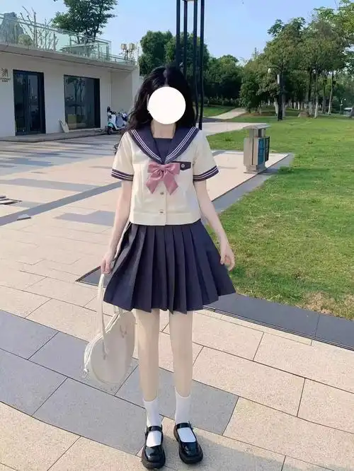 日系软妹夏季新款jk百褶裙制服学院风套装短袖灰粉服