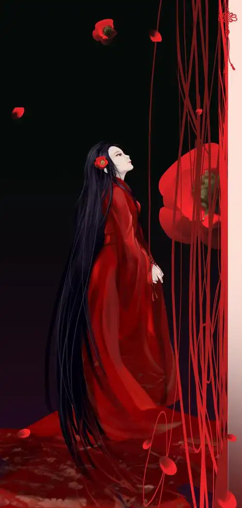 求这红衣女子图原画(完整大图),非常感谢!