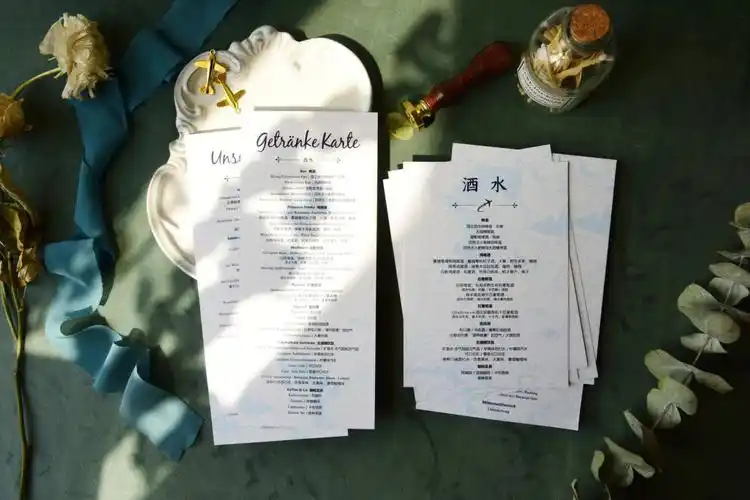 户外西式婚礼细节满满78定制菜单酒水单