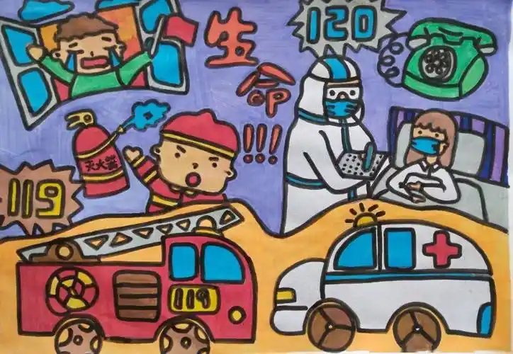 "童心画安全"防灾减灾绘画征集大赛作品展播(三)_画笔_少儿_冀柯融