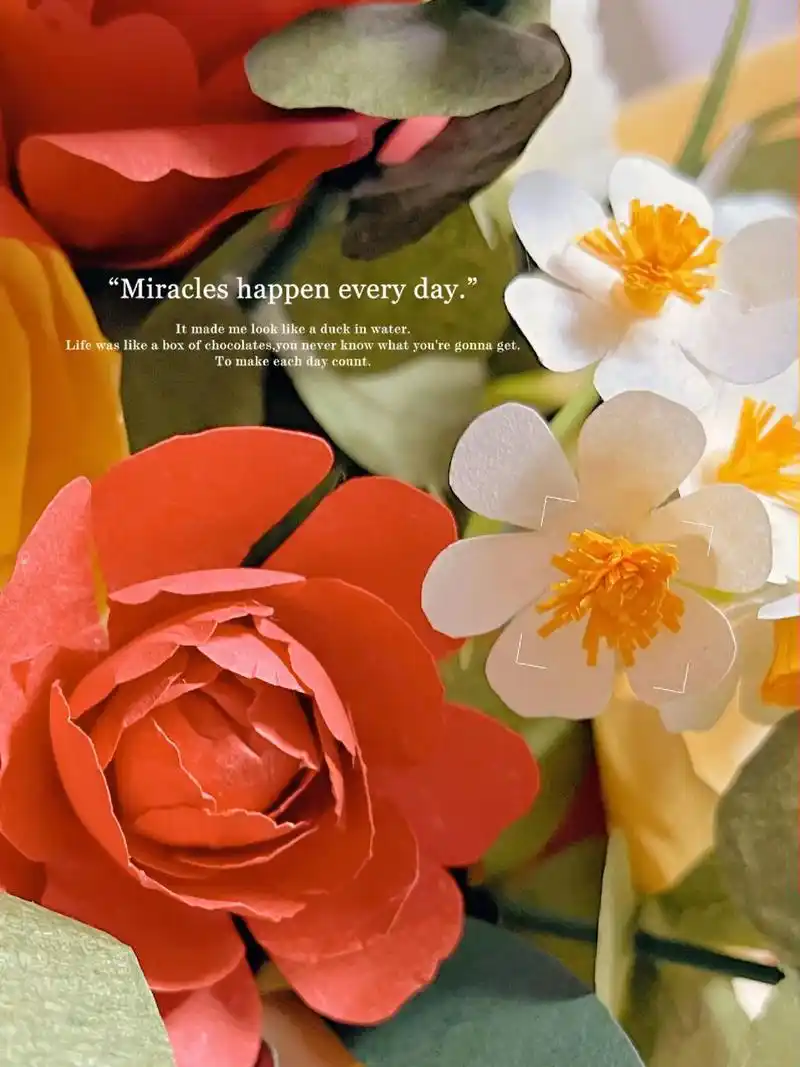 卡纸仿真花丨立体花教程丨情人节手工花束.98 用普通卡纸di - 抖音