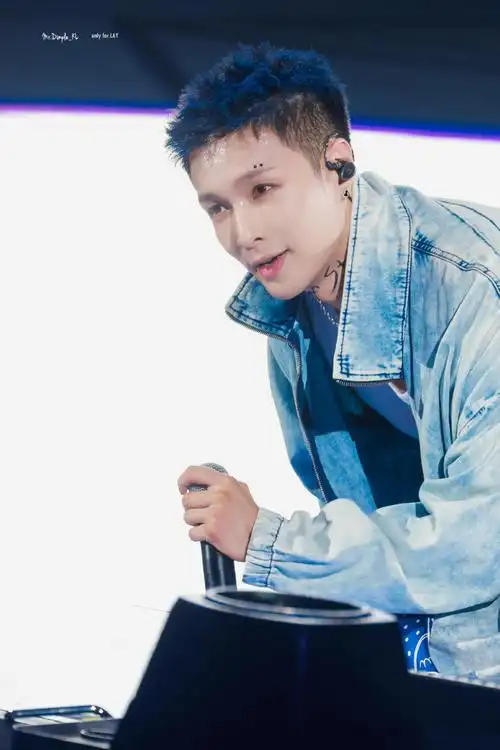 是exo自己的何炅##张艺兴挖了个兵马俑手办##张艺兴蓝色碎盖短发