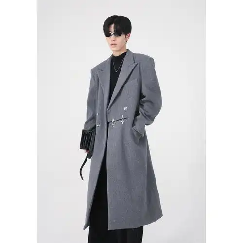 韩版毛呢大衣男外套新款2022爆款高档上档次宽松毛呢大衣