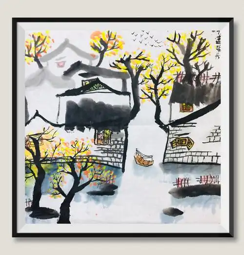 9周六晚上班·东校区·白石大师班作品·国画《江南水乡》