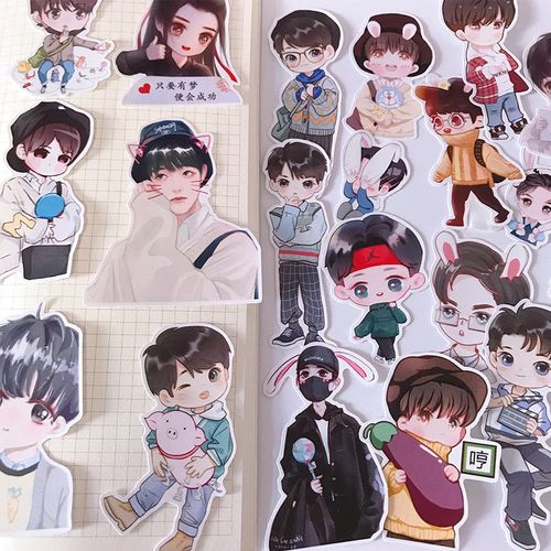 可爱卡通肖战手绘手帐贴纸 q版明星写真周边手机电脑本装饰