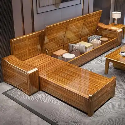 乌金木实木沙发客厅全实木组合大小户型冬夏两用储物高箱木质沙发