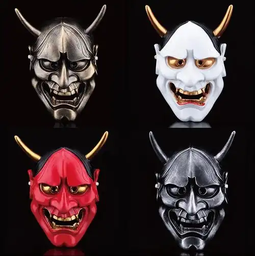 恐怖恶鬼面具吓人般若面具cos日本面罩挂件红恶魔鬼脸獠牙吓人僵尸怪