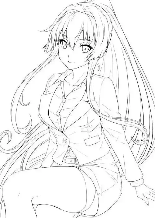 少女手绘线稿素材涂色练习需要的拿走