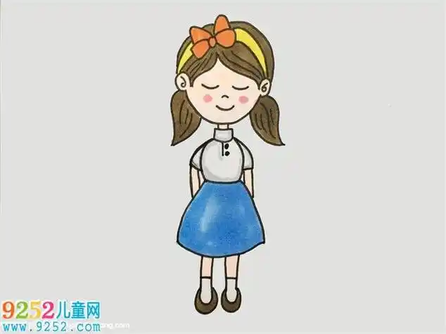 小女孩简笔画图颜色