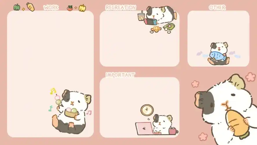 原创电脑分区壁纸团子陪你有效率工作