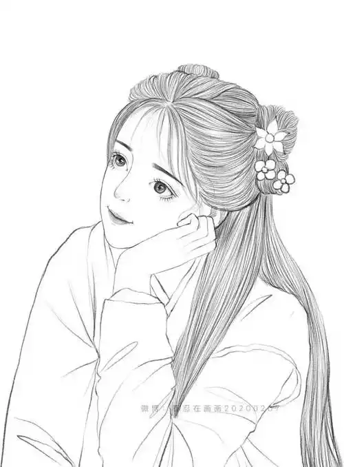 古风汉服人物手绘线稿!(120张效果图线稿合集)