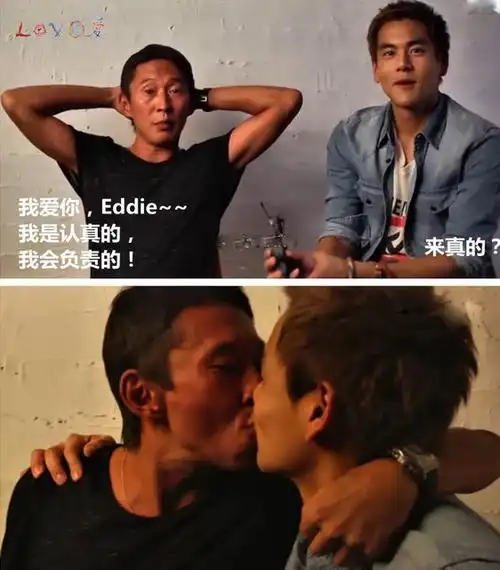 而他不仅仅对女演员下手哦,连彭于晏也没放过,在宣传时居然亲吻彭于晏