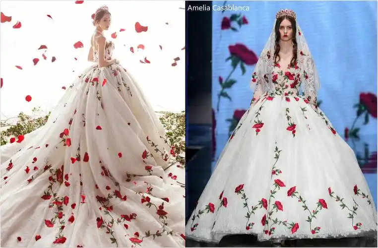 原创星光大赏女星撞风格杨紫穿薄纱裙显腰粗迪丽热巴穿婚纱走红毯