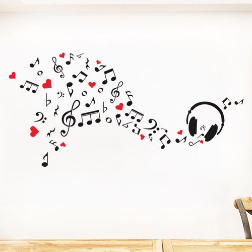 个性音符音乐耳机装饰墙贴纸创意客厅卧室艺术培训室教室布置贴画