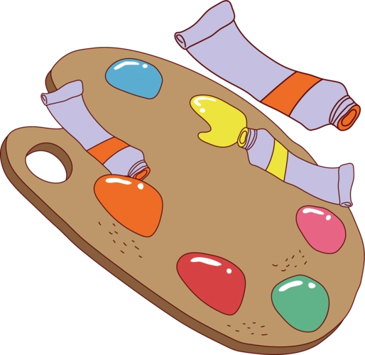 画板颜料水彩卡通手绘装饰元素