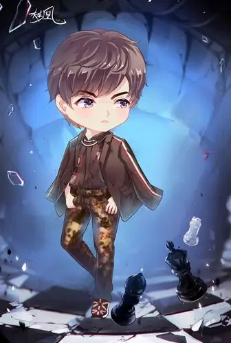 tfboys王俊凯照片转q版人物形象墨非凡画坊