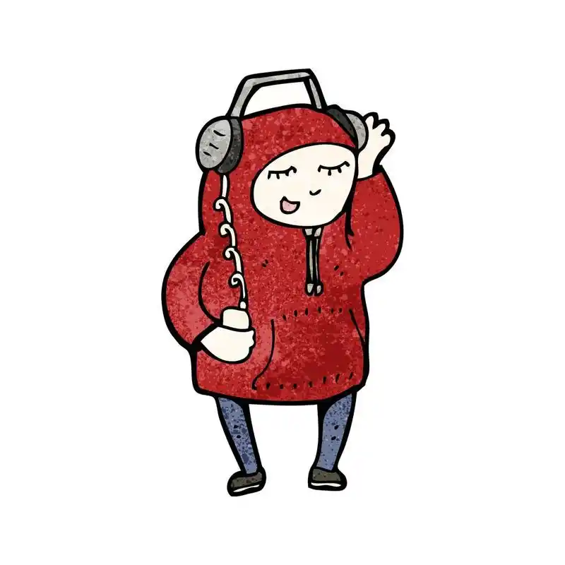 听音乐的人,矢量, 卡通漫画的人,在一个白色的背景上听音乐