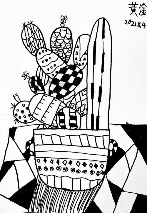 线描很幼稚超美的黑白装饰画跟着一根线条探索