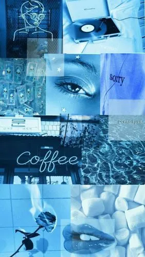 壁纸 锁屏 ins 神仙背景 蓝色 拼贴风