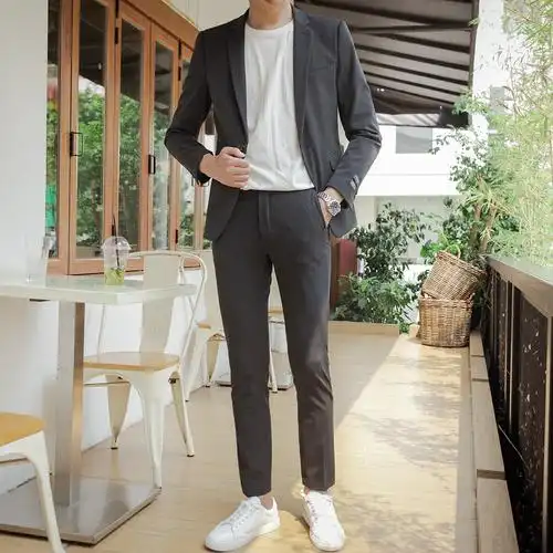 休闲西装男套装商务正装青年韩版修身英伦风帅气西服外套结婚礼服