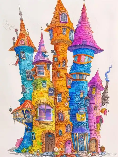 奇特的房子92水彩画  #遇见艺术#创意儿童画分享超话