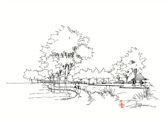 景观小场景线稿分享简绘版