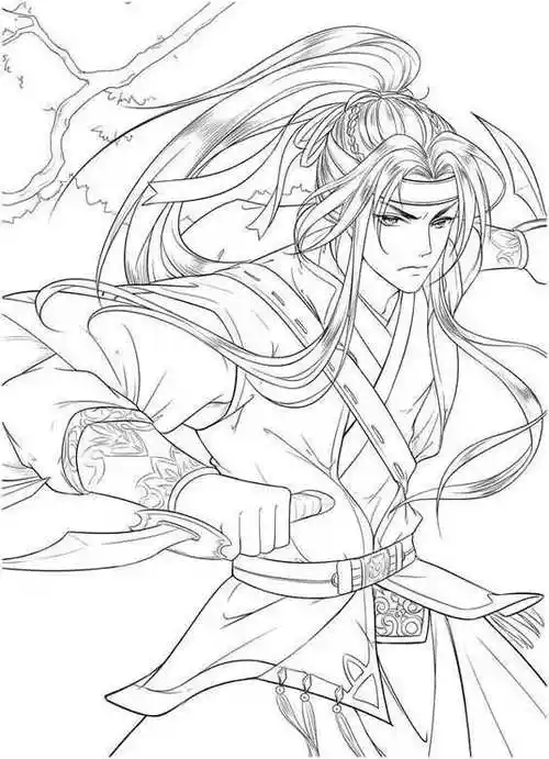 古风男子手绘线稿,临摹学画