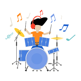 摇滚音乐打架子鼓的人矢量卡通形象