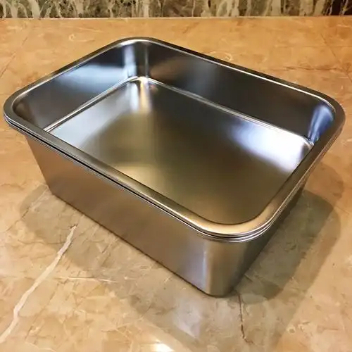 304不锈钢方盘加深长方形蒸饭盘自助餐盆平底饺子菜盘不锈钢盘子