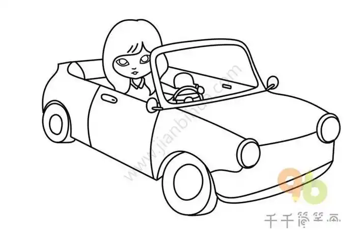 女孩开车简笔画下载