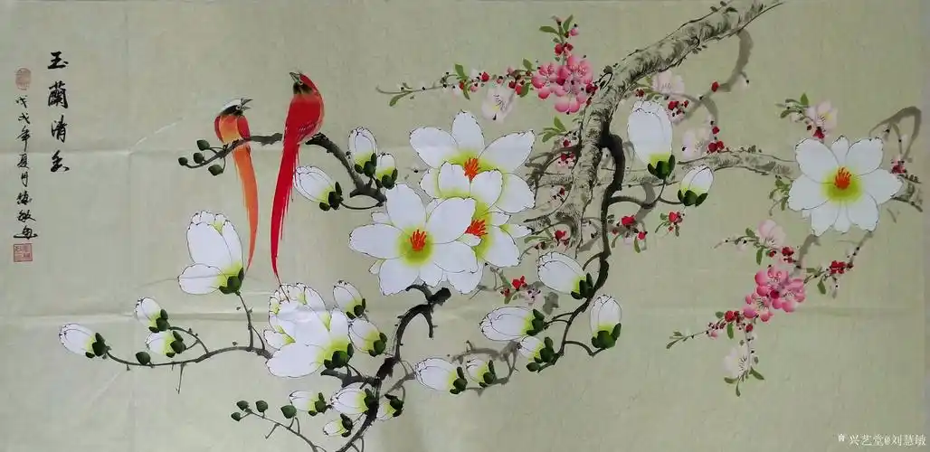 刘慧敏日记-工笔花鸟画,玉兰花系列作品,《玉兰清香》,《春花烂漫》