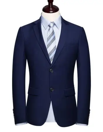 新品西装男套装职业正装青年上班西服结婚礼服商务修身外套 藏蓝色