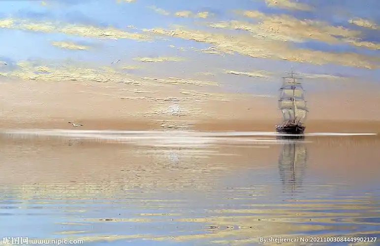 一帆风顺风景油画