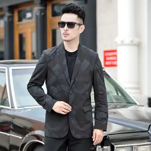 男高端商务休闲气质迷彩单西小西装秋冬修身便西西服-p175