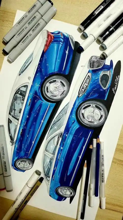 马克笔手绘 奔驰迈巴赫_班沙-站酷zcool