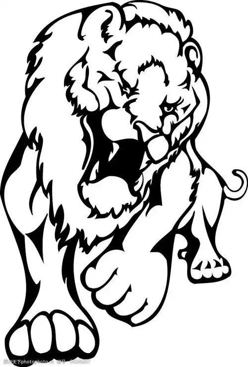 黑白简单威猛的卡通狮子矢量素材