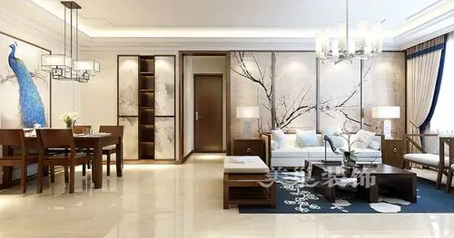 龙熙湖畔三室两厅新中式装修效果图欣赏