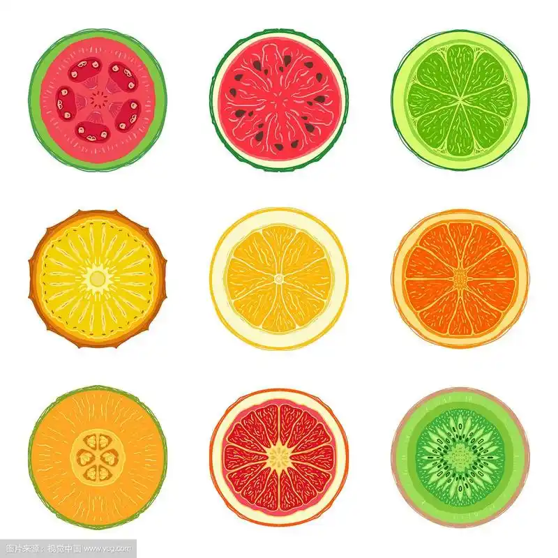 切片热带水果集圆形