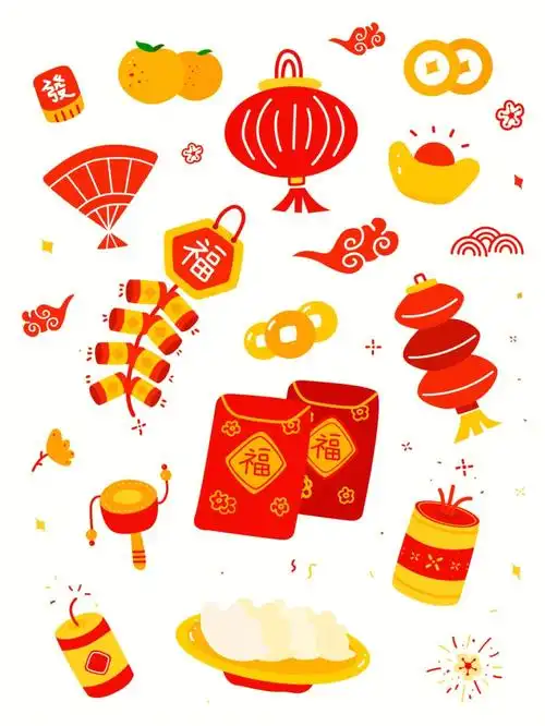 原创插画贴纸新年春节2022喜庆元素