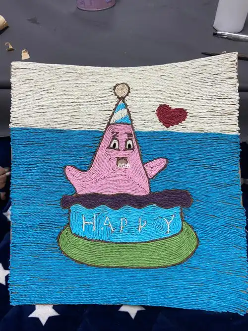 纸浆线贴画是这学期最难做的作业#学前人  #线贴画  #手工作业  #手工