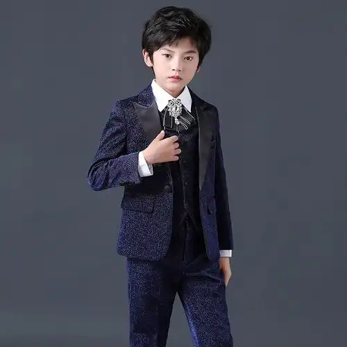 儿童西装套装男孩小主持人礼服中大童钢琴演出服花童男童西服春秋