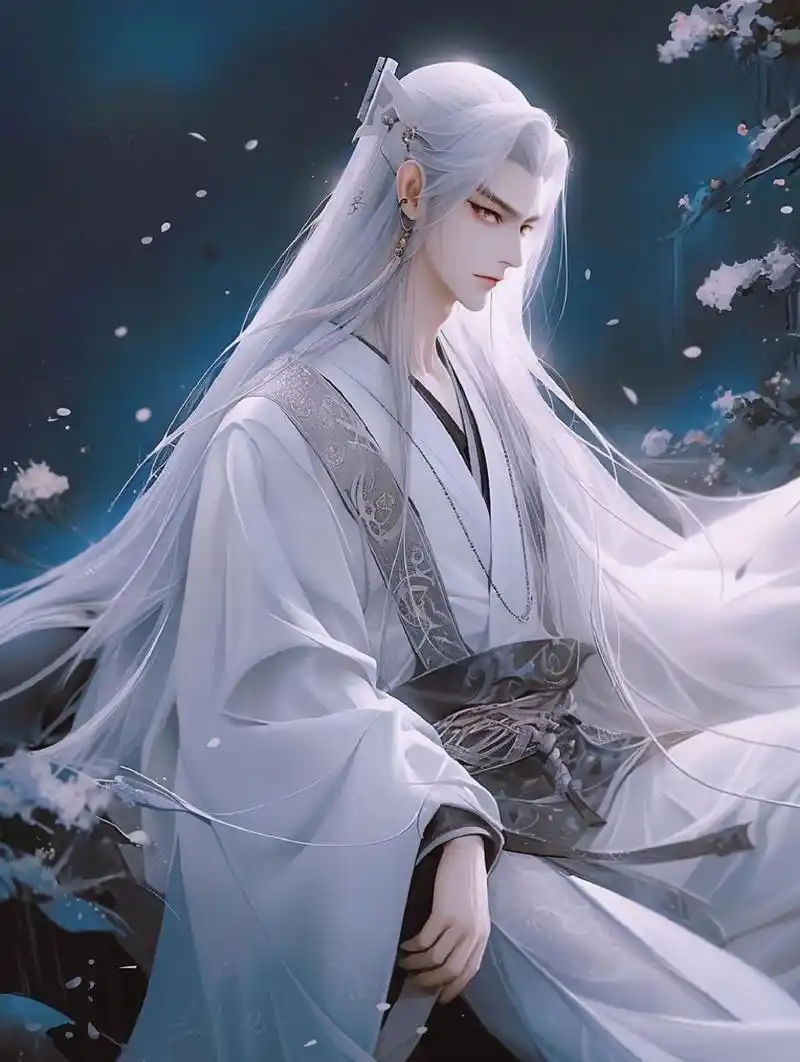 白毛控·古风白发男生头像